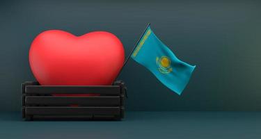 I love Kazakhstan Flag Kazakhstan with heart, copy space, 3D work and 3D image photo