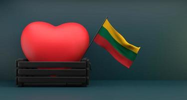 I love Lithuania Flag Lithuania with heart, copy space, 3D work and 3D image photo