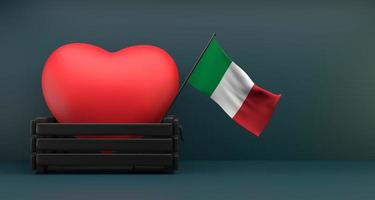 I love Italy, Flag Italy with heart, copy space, 3D work and 3D image photo