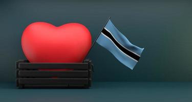 I love Botswana, Flag Botswana with heart, copy space, 3D work and 3D image photo