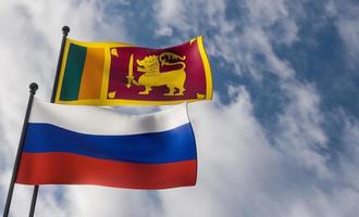 banderas de sri lanka y rusia. cielo azul y bandera sri lanka y rusia, trabajo 3d e imagen 3d foto