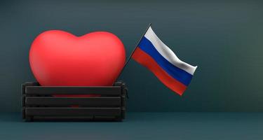 I love Russia, Flag Russia with heart, copy space, 3D work and 3D image photo