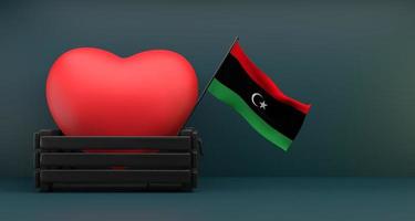 I love Libya Flag Libya with heart, copy space, 3D work and 3D image photo