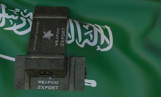 Support weapons Saudi Arabia package of military aid, delivery of weapons, flag Saudi Arabia 3D work and 3D image photo