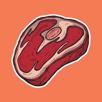 red meat cut sketch. hand drawn technique. stickers vector