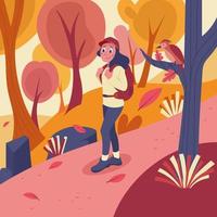 Women Hiking in Autumn Fall Season vector