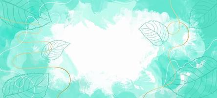 Abstract Mint Green Watercolor Texture with Golden Lines vector