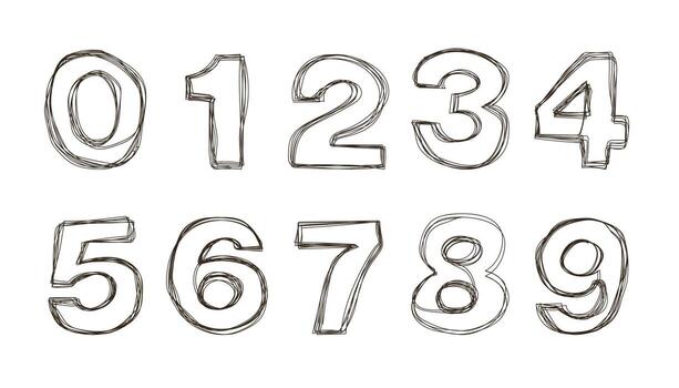 line drawing Numbers , Set of numbers, vector design
