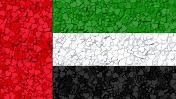 corações dinâmicos 3d criam bandeira dos emirados árabes unidos, 2 de dezembro de 1971 dia da união, dia nacional dos emirados árabes unidos