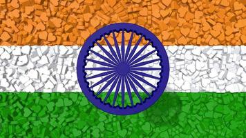 corações dinâmicos 3d caindo e criando bandeira indiana, 15 de agosto de 1947 dia da independência da índia, dia nacional