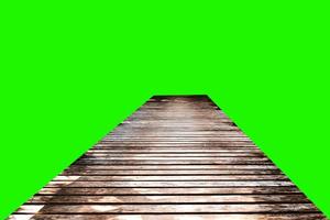 old wooden bridge on colored background with clipping path photo