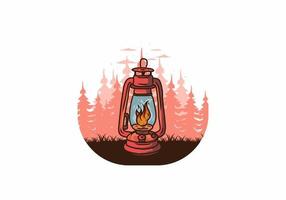 Colorful vintage outdoor lantern with fire flame vector