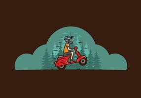 Standing scooter in the forest illustration vector