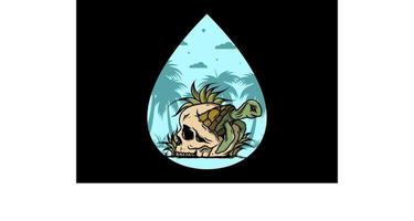 Sea turtle in the skull illustration vector