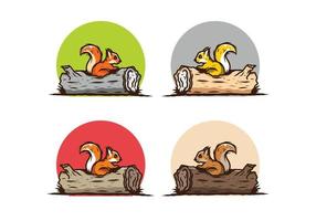 Lonely squirrel hiding in a dead tree trunk illustration vector