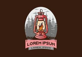 Colorful vintage outdoor lantern with fire flame vector