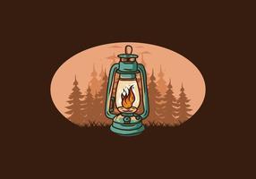 Colorful vintage outdoor lantern with fire flame vector