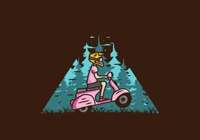 Standing scooter in the forest illustration vector