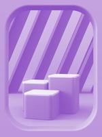 Three violet platform on abstract mockup scene for branding product presentation. 3d rendering photo