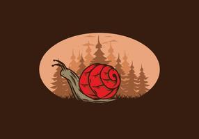 Snail creeping in the forest illustration vector