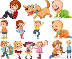 Happy children in different actions vector