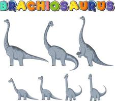 Set of cute brachiosaurus dinosaur characters vector