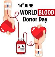 texto e icono del día del donante de sangre de junio vector