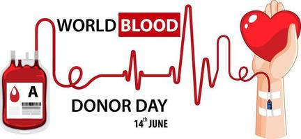 June blood donor day text and icon vector