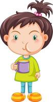 Cute girl holding a cup of water vector