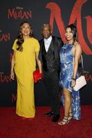 LOS ANGELES  MAR 9 - Stephanie Cozart Burton, LeVar Burton and Michaela Jean Burton at the Mulan Premiere at the Dolby Theater on March 9, 2020 in Los Angeles, CA photo