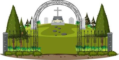 Cemetery graveyard scene isolated vector