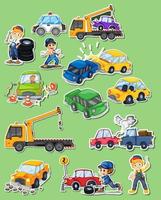 Sticker set of professions characters and objects vector