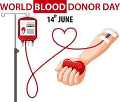 June blood donor day text and icon vector