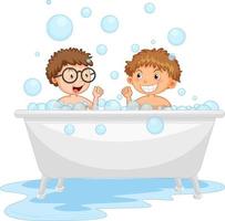 Happy kids playing in bathtub vector
