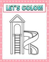 Worksheets template with lets color text and playground slide outline vector