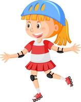 Cartoon girl on inline skates vector