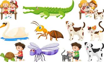 conjunto de varios animales salvajes en estilo de dibujos animados vector