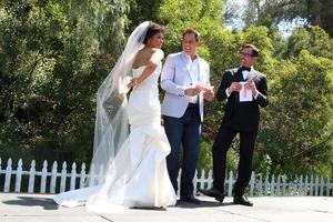LOS ANGELES APR 14 - Karla Mosley, Mark Steines, Lawrence Zarian at the Home and Family Celebrates Bold and Beautiful s 30 Years at Universal Studios Back Lot on April 14, 2017 in Los Angeles, CA photo