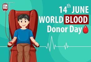 June blood donor day text and icon vector