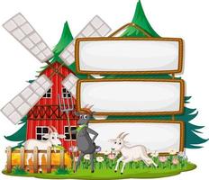 plantilla de banner vacío con animales de granja vector