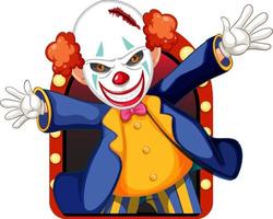 Scary clown smiling cartoon character vector