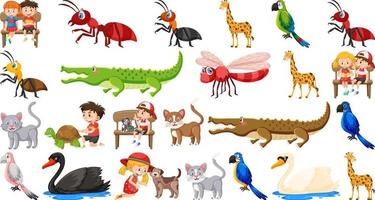 Set of various wild animals in cartoon style vector