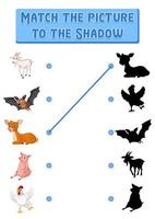 Shadow matching game template vector