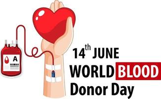 June blood donor day text and icon vector