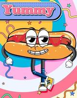 Funny hotdog cartoon character vector