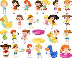 conjunto de niños haciendo diferentes actividades. vector