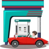 A red car at gas station vector