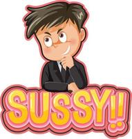 Suspicious man cartoon character with kooky word expression vector