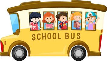 Student in school bus on white background vector