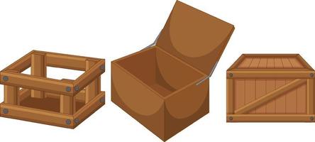 Caja de madera sobre fondo blanco. vector